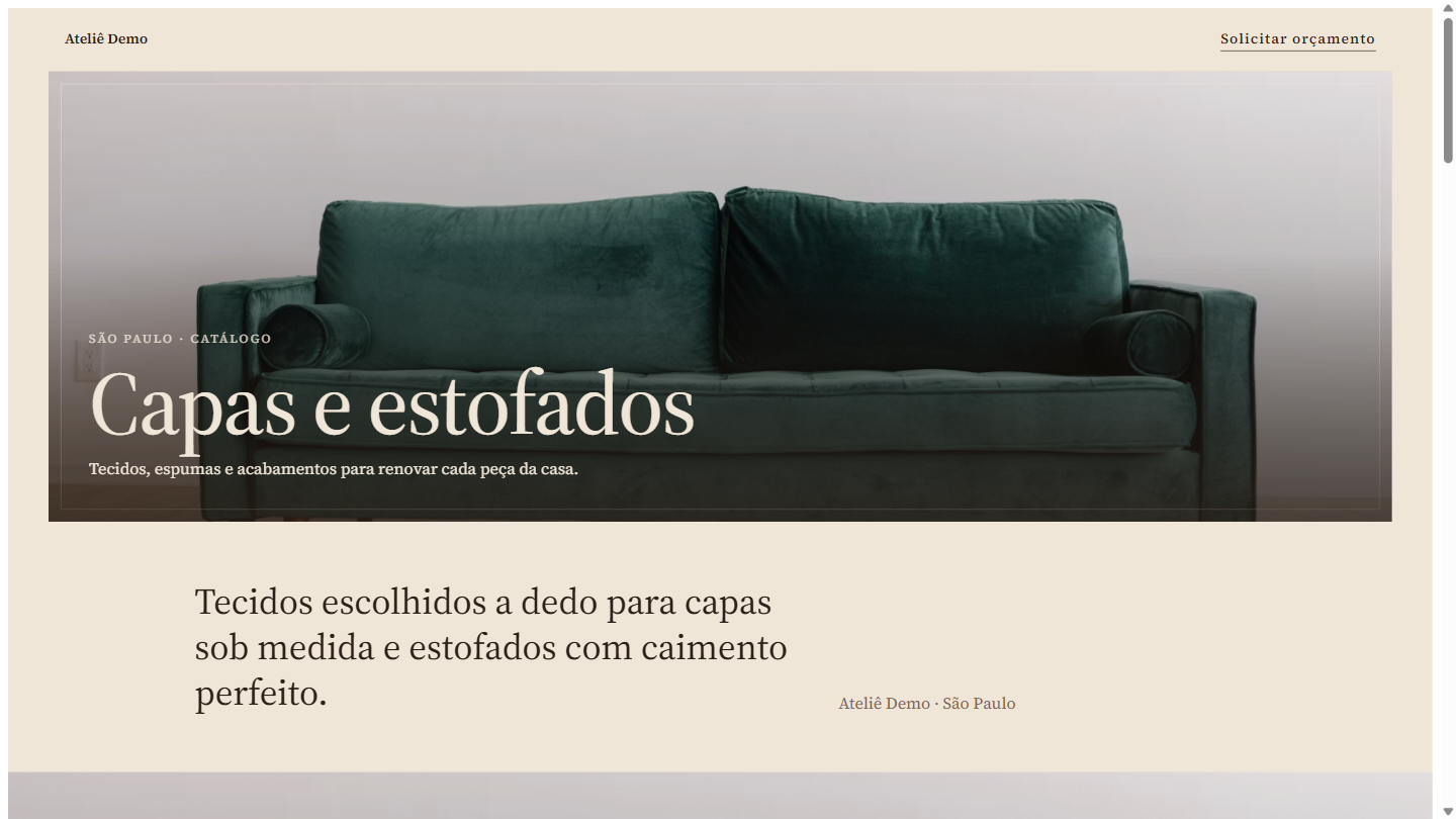 Catálogo online com materiais e serviços